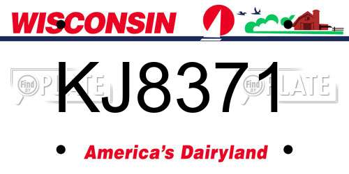 KJ8371 Wisconsin License Plate