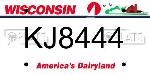 KJ8444 Wisconsin License Plate