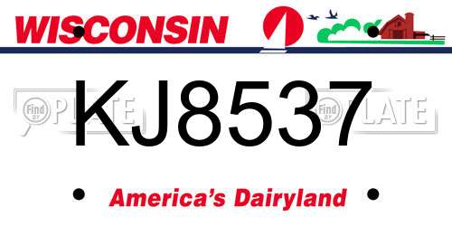 KJ8537 Wisconsin License Plate