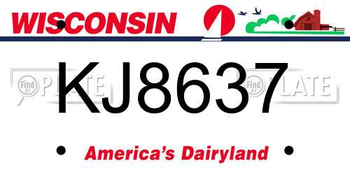 KJ8637 Wisconsin License Plate