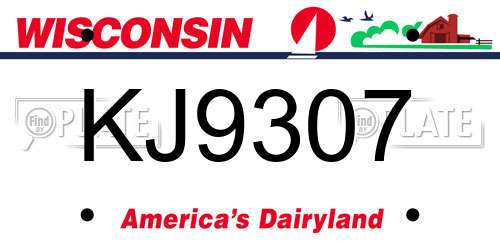 KJ9307 Wisconsin License Plate