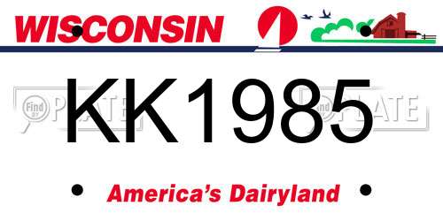 KK1985 Wisconsin License Plate