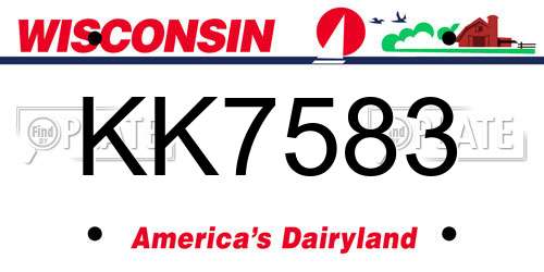 KK7583 Wisconsin License Plate