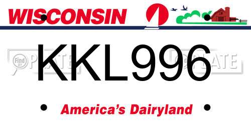 KKL996 Wisconsin License Plate