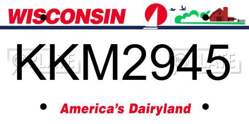 KKM2945 Wisconsin License Plate
