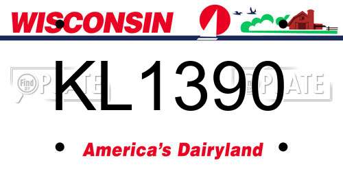 KL1390 Wisconsin License Plate