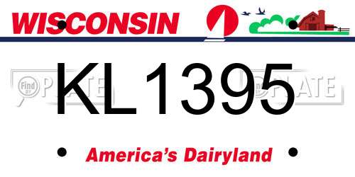 KL1395 Wisconsin License Plate