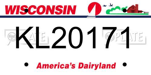 KL20171 Wisconsin License Plate