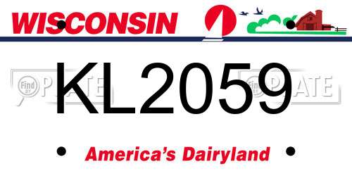 KL2059 Wisconsin License Plate