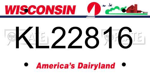 KL22816 Wisconsin License Plate