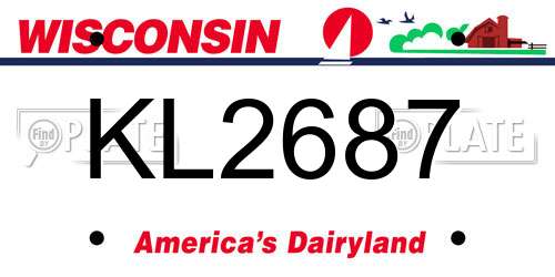 KL2687 Wisconsin License Plate
