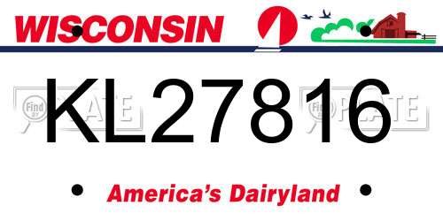 KL27816 Wisconsin License Plate