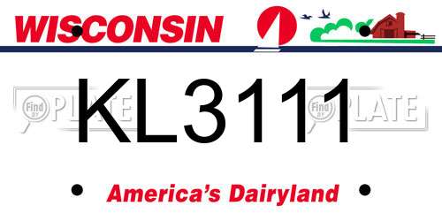 KL3111 Wisconsin License Plate