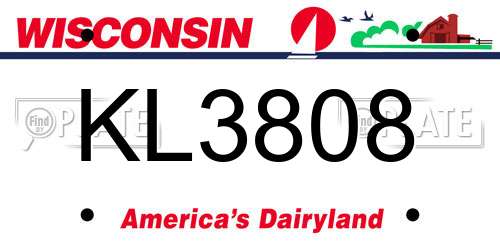 KL3808 Wisconsin License Plate