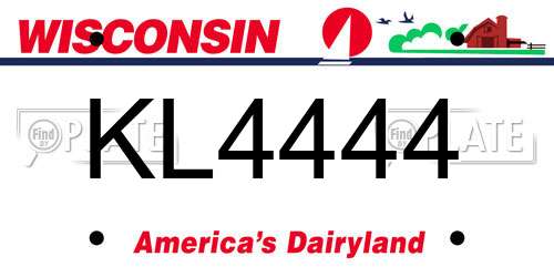 KL4444 Wisconsin License Plate