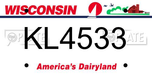 KL4533 Wisconsin License Plate