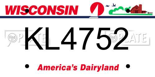 KL4752 Wisconsin License Plate