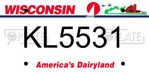 KL5531 Wisconsin License Plate