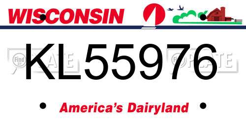 KL55976 Wisconsin License Plate