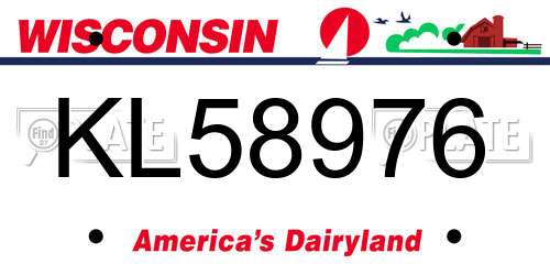 KL58976 Wisconsin License Plate