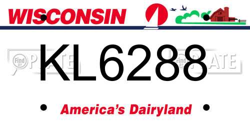 KL6288 Wisconsin License Plate