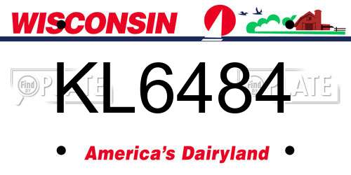KL6484 Wisconsin License Plate