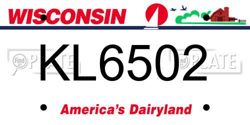 KL6502 Wisconsin License Plate