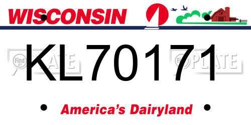 KL70171 Wisconsin License Plate
