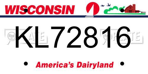 KL72816 Wisconsin License Plate