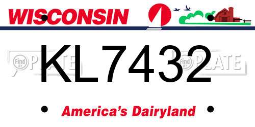 KL7432 Wisconsin License Plate
