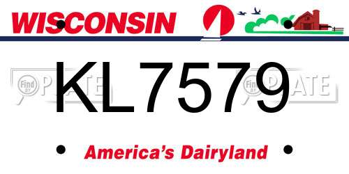 KL7579 Wisconsin License Plate