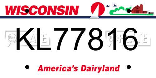 KL77816 Wisconsin License Plate