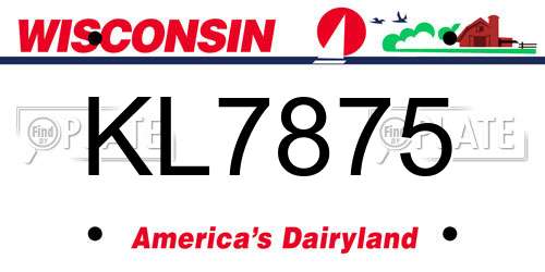 KL7875 Wisconsin License Plate