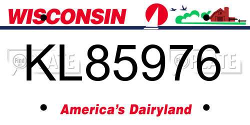KL85976 Wisconsin License Plate