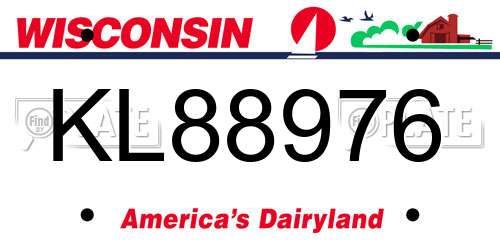 KL88976 Wisconsin License Plate