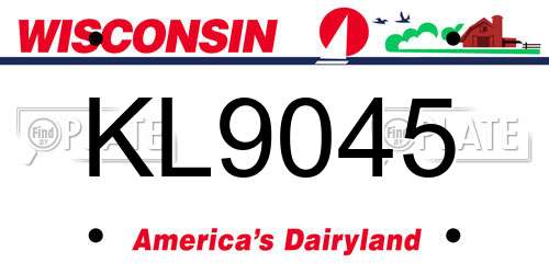 KL9045 Wisconsin License Plate