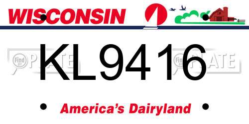 KL9416 Wisconsin License Plate