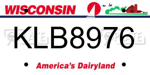 KLB8976 Wisconsin License Plate