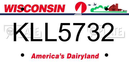 KLL5732 Wisconsin License Plate