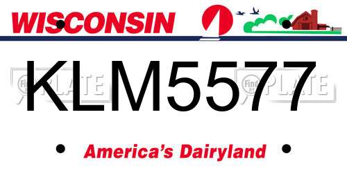 KLM5577 Wisconsin License Plate