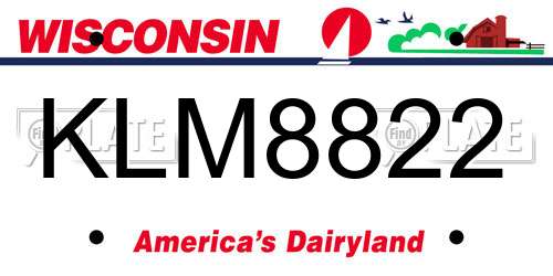 KLM8822 Wisconsin License Plate
