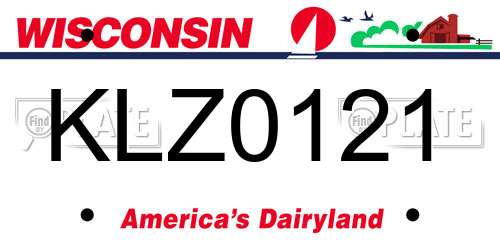 KLZ0121 Wisconsin License Plate