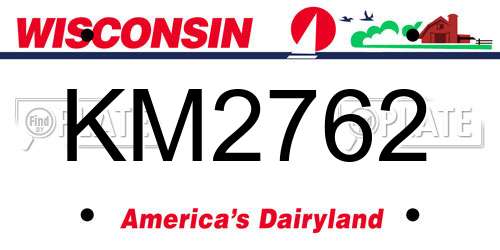 KM2762 Wisconsin License Plate