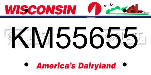 KM55655 Wisconsin License Plate