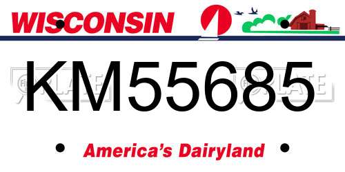 KM55685 Wisconsin License Plate