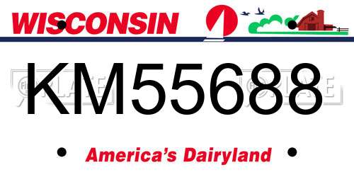 KM55688 Wisconsin License Plate