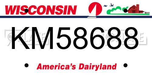 KM58688 Wisconsin License Plate