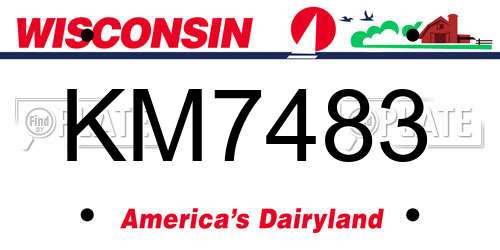 KM7483 Wisconsin License Plate
