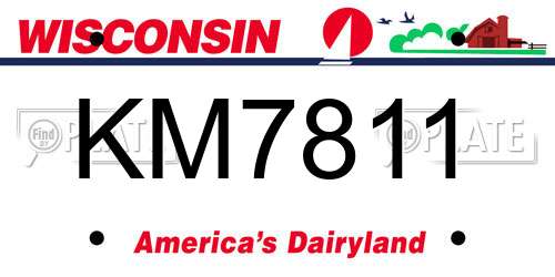 KM7811 Wisconsin License Plate