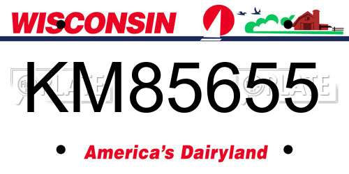 KM85655 Wisconsin License Plate